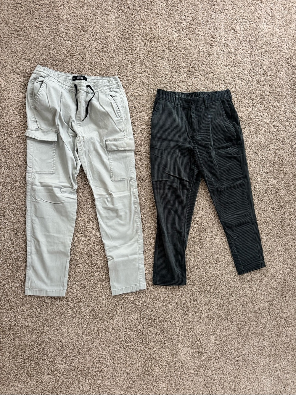 2 for 1 pants- zara corduroy pants, Hollister cargo pants, L